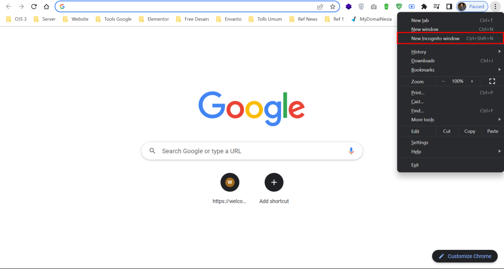 Cara Masuk ke Incognito Browser Google Chrome
